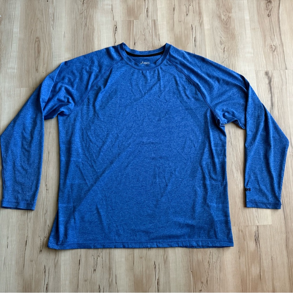 ASICS Running Shirt Men’s XL Blue Long Sleeve Athletic Performance Lightweight